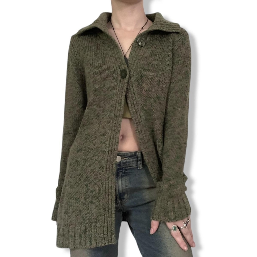 Liz Claiborne Olive Green Speckled Cardigan Tunic - Picture 16 of 16
